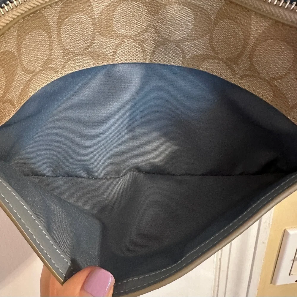 Coach Signature East West Pop Crossbody Handbag Light Khaki/Blue 101/2x7" - Picture 10 of 15